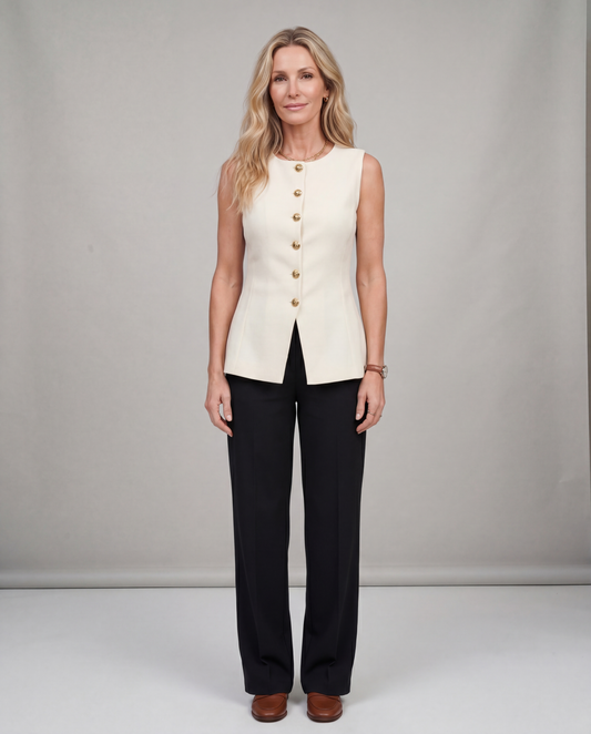 Rose | Sleeveless Button Peplum Top