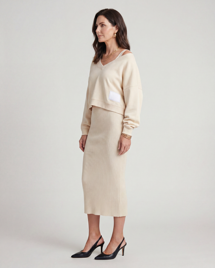 Tara | Two-piece Set with Top and Midi Skirt