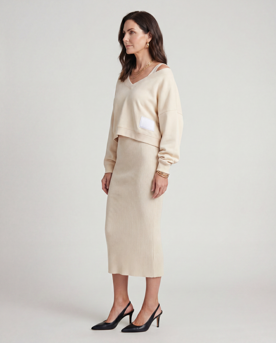 Tara | Two-piece Set with Top and Midi Skirt