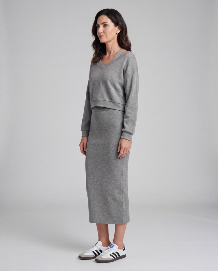 Tara | Two-piece Set with Top and Midi Skirt
