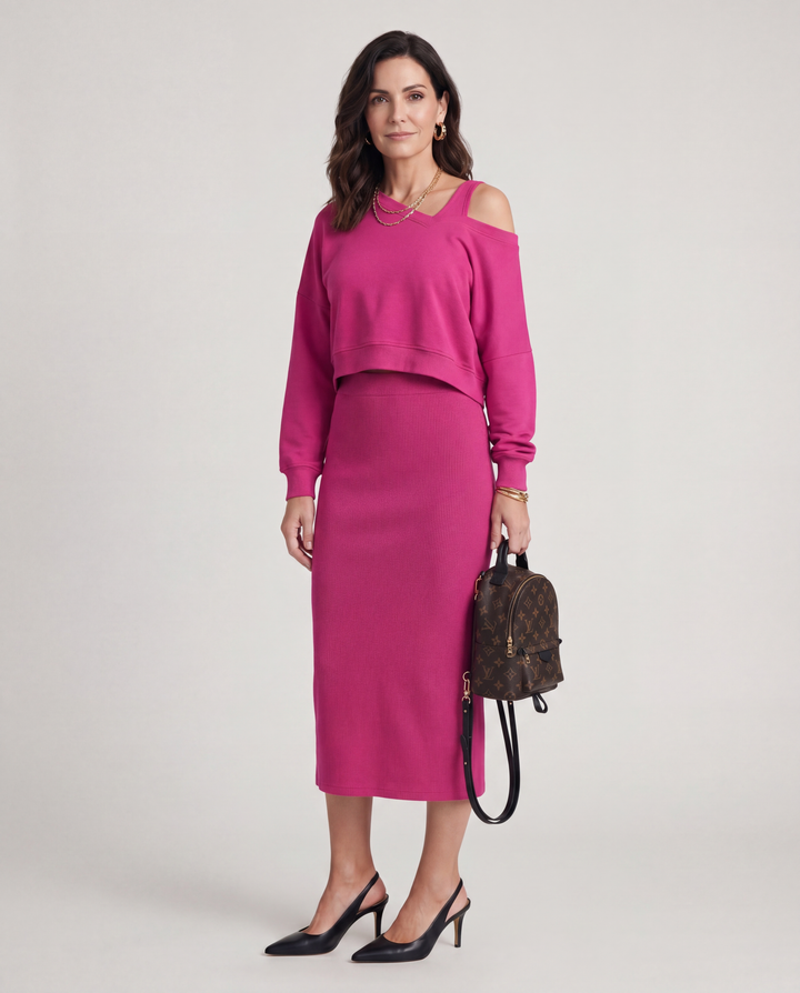 Tara | Two-piece Set with Top and Midi Skirt